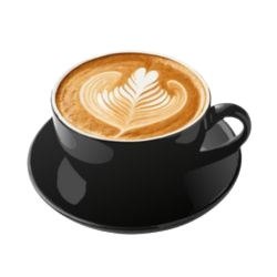 flat white in black mug